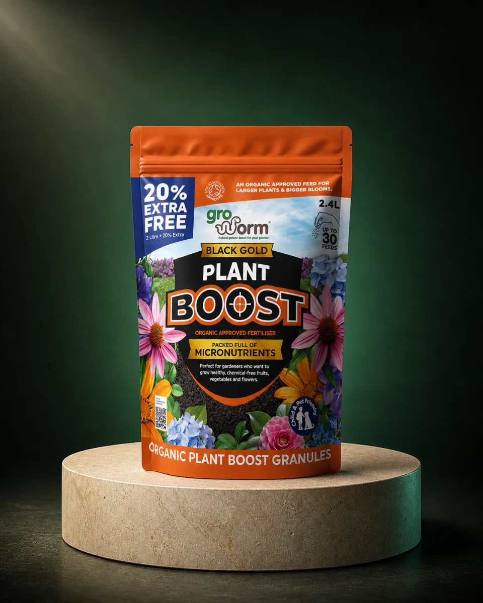 GroWorm Plant Boost Granules on the Gro Plus limestone platform